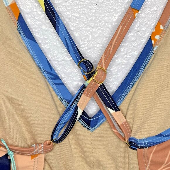 Kona Sol Twist Front Floral Print Shirred Med Coverage One Piece Swimsuit NEW! - Picture 8 of 16